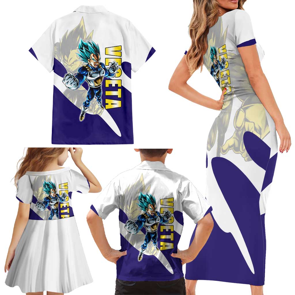 Vegeta Saiyan Warrior Family Matching Short Sleeve Bodycon Dress and Hawaiian Shirt Bold Anime Combat Style