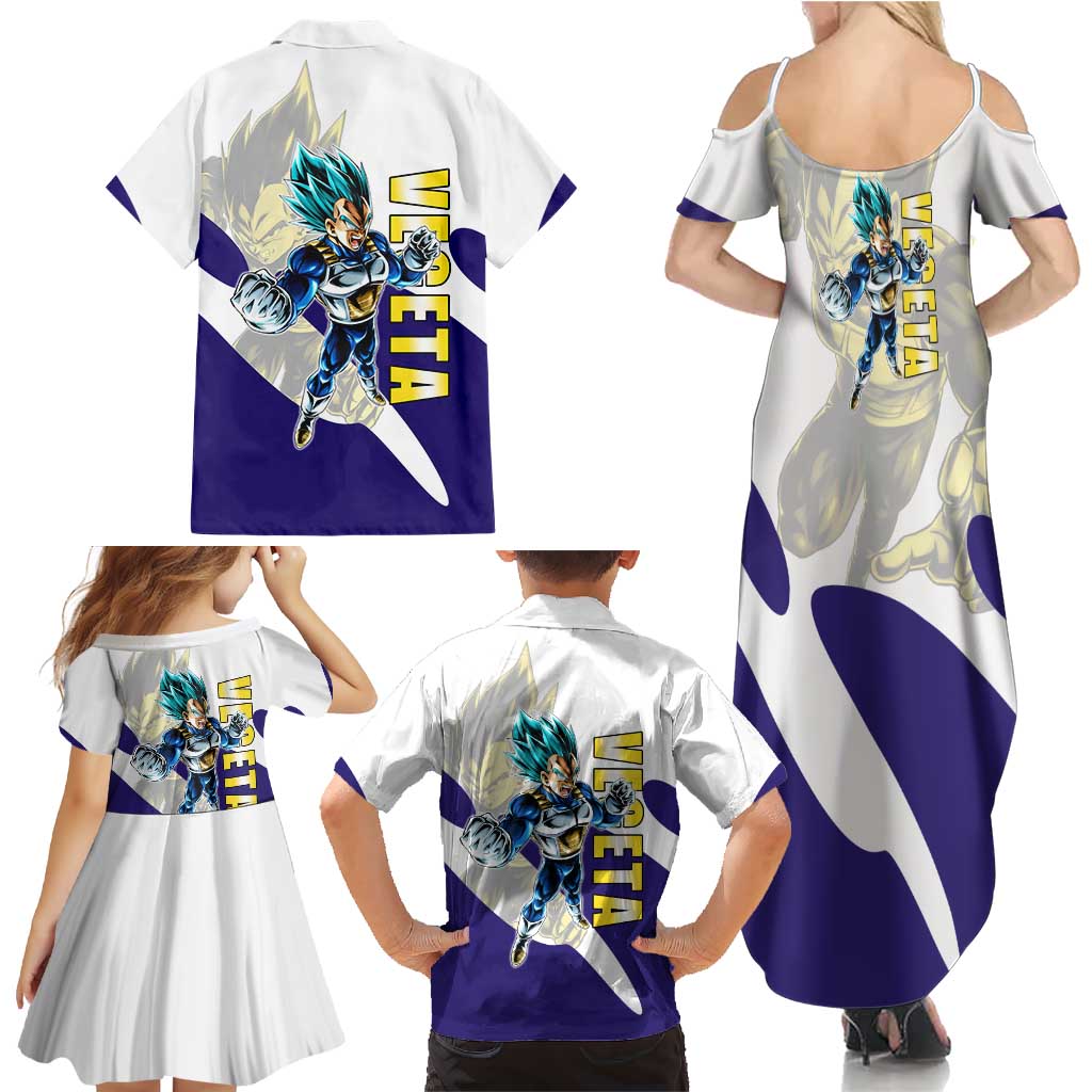 Vegeta Saiyan Warrior Family Matching Summer Maxi Dress and Hawaiian Shirt Bold Anime Combat Style