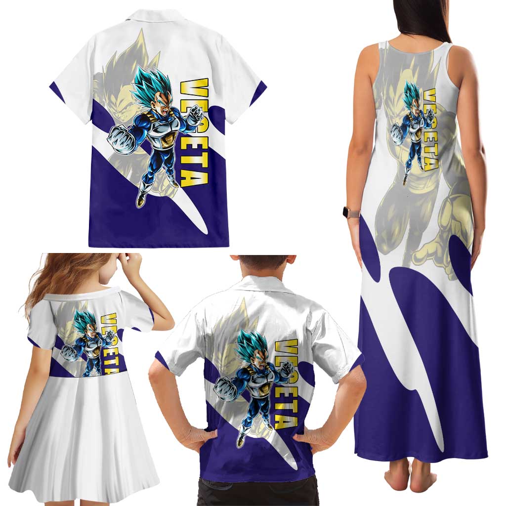 Vegeta Saiyan Warrior Family Matching Tank Maxi Dress and Hawaiian Shirt Bold Anime Combat Style