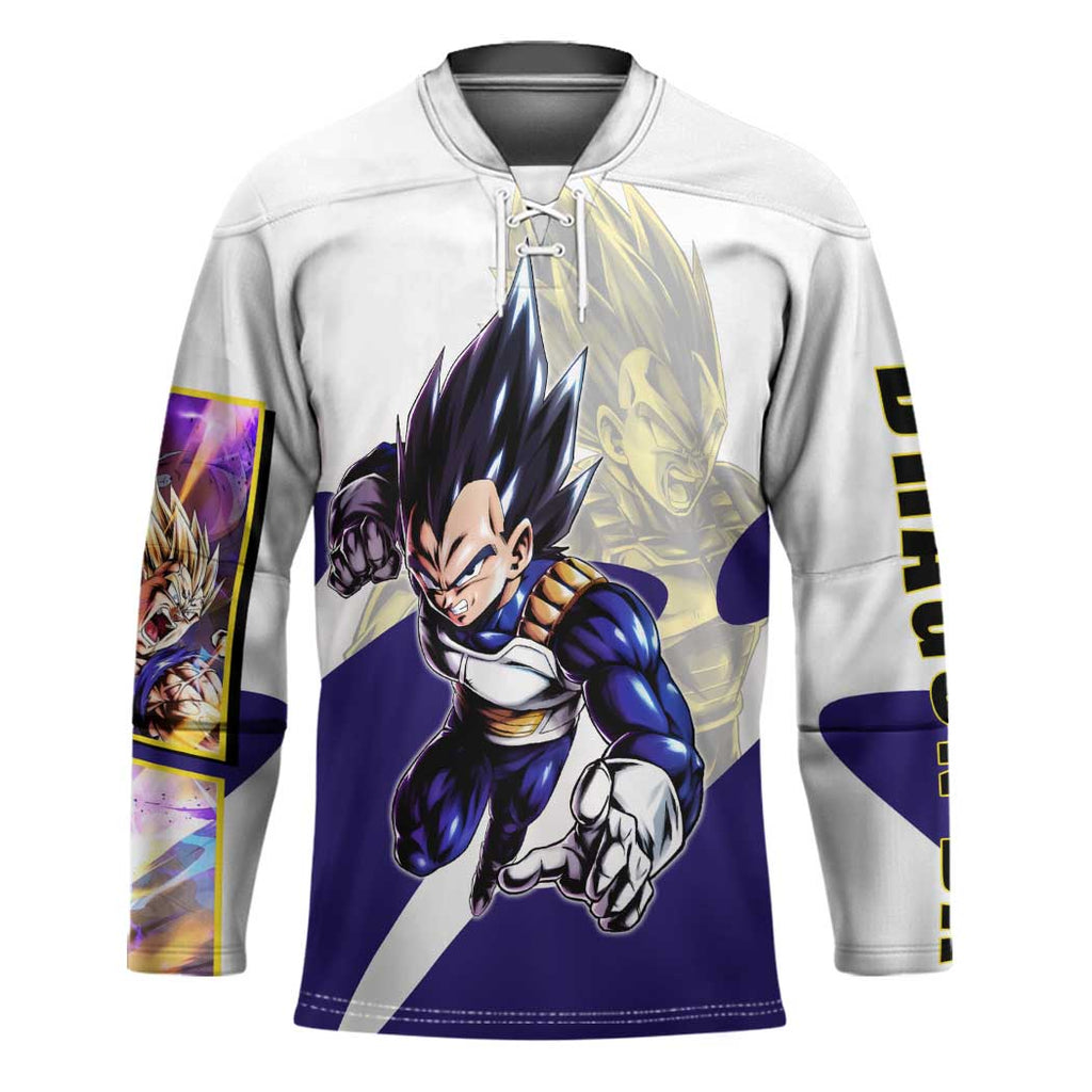 Vegeta Saiyan Warrior Hockey Jersey Bold Anime Combat Style