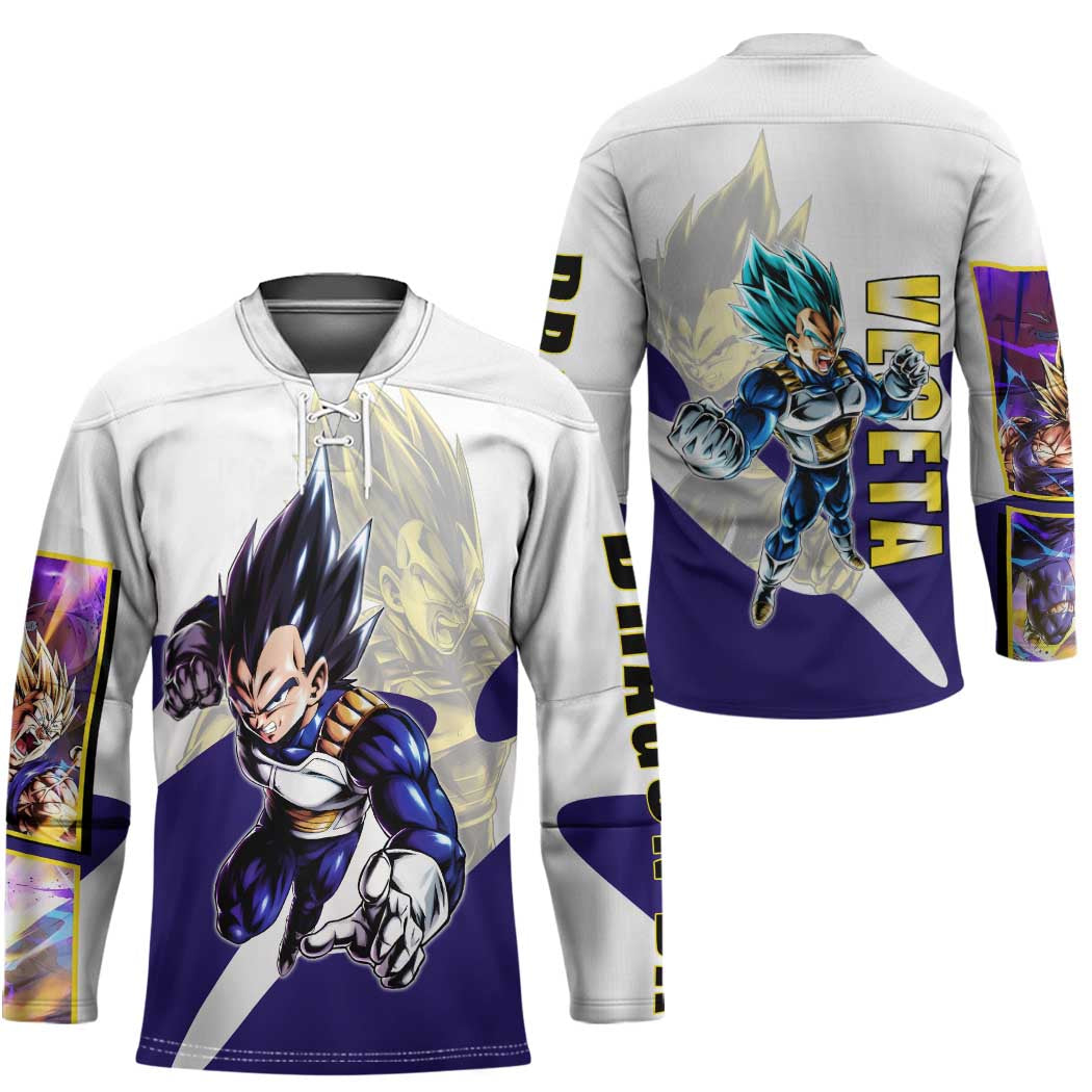 Vegeta Saiyan Warrior Hockey Jersey Bold Anime Combat Style