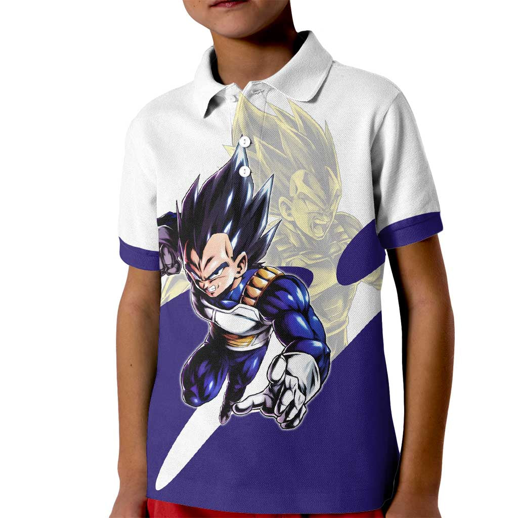 Vegeta Saiyan Warrior Kid Polo Shirt Bold Anime Combat Style