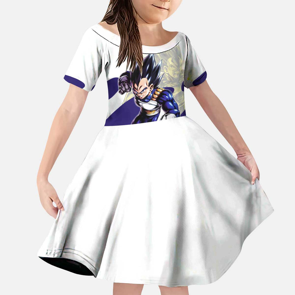 Vegeta Saiyan Warrior Kid Short Sleeve Dress Bold Anime Combat Style