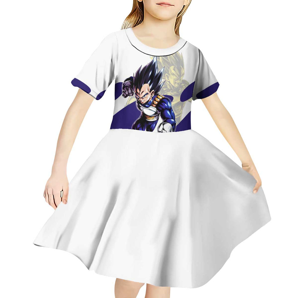 Vegeta Saiyan Warrior Kid Short Sleeve Dress Bold Anime Combat Style