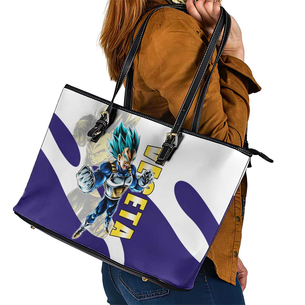 Vegeta Saiyan Warrior Leather Tote Bag Bold Anime Combat Style