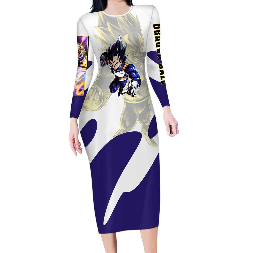 Vegeta Saiyan Warrior Long Sleeve Bodycon Dress Bold Anime Combat Style
