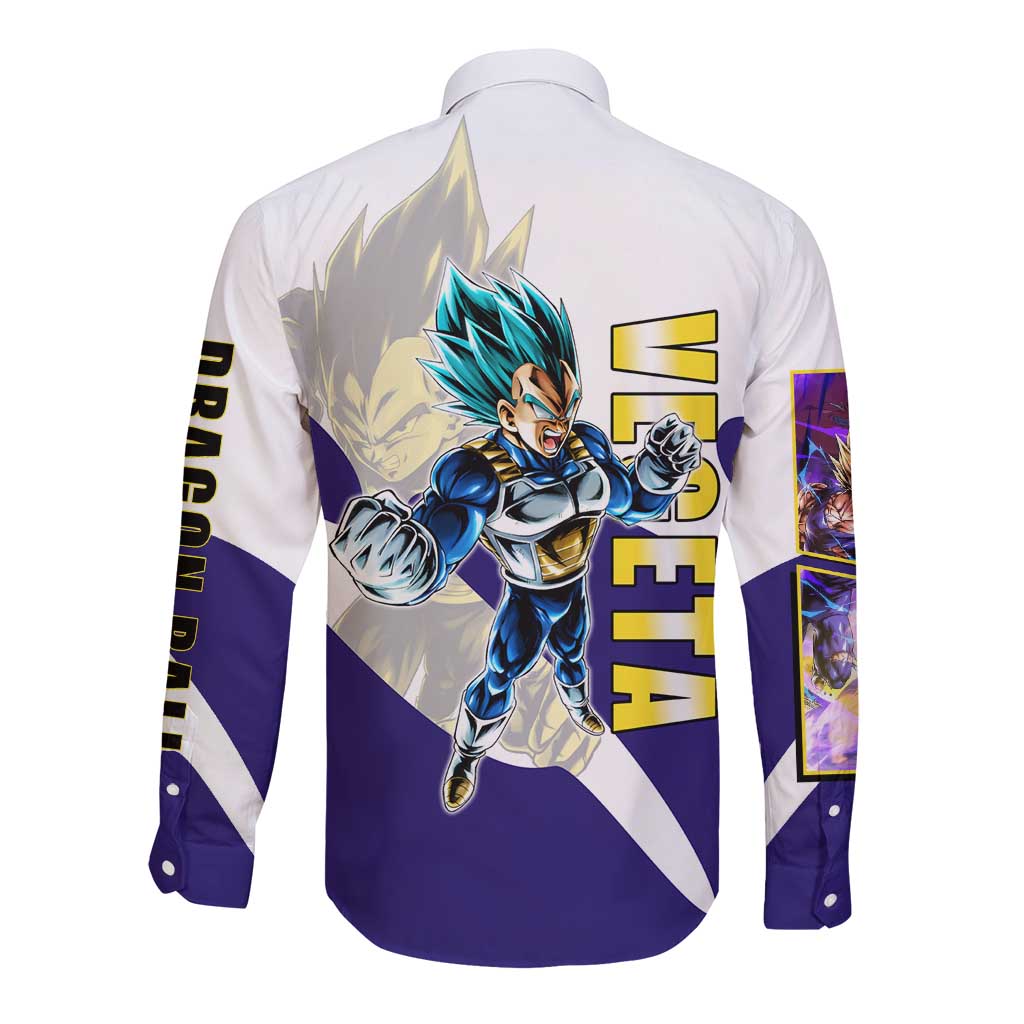 Vegeta Saiyan Warrior Long Sleeve Button Shirt Bold Anime Combat Style