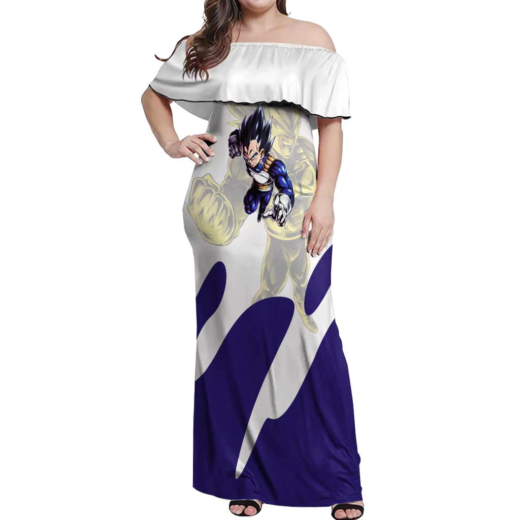 Vegeta Saiyan Warrior Off Shoulder Maxi Dress Bold Anime Combat Style