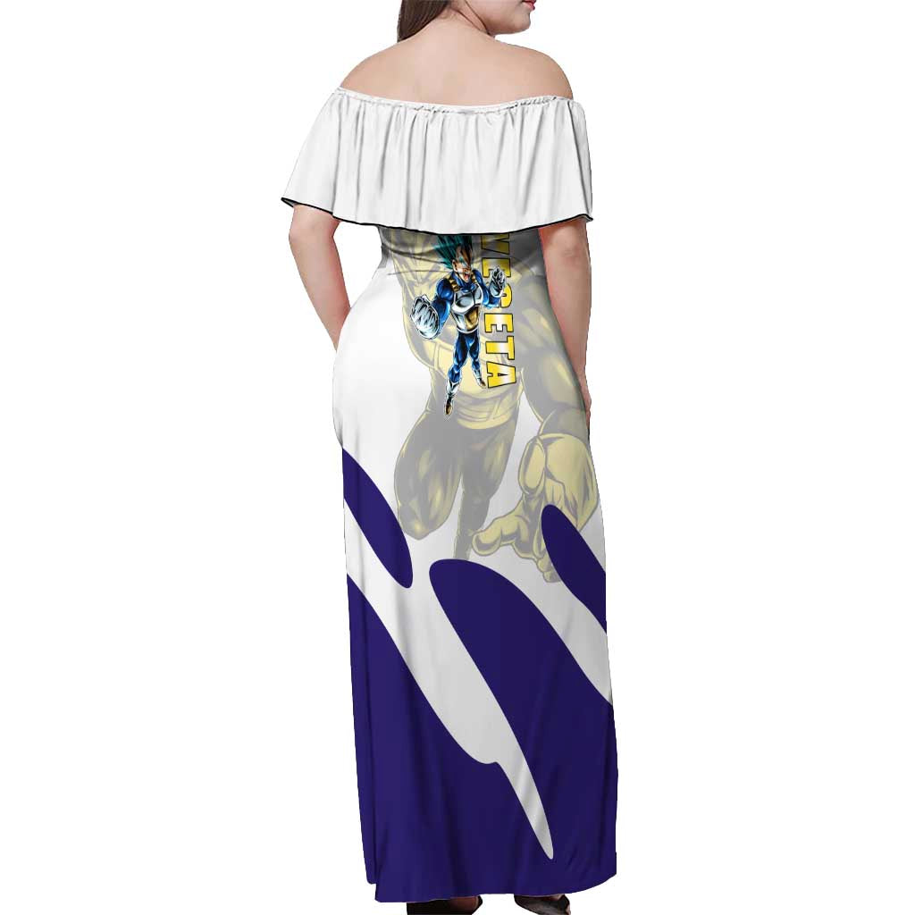 Vegeta Saiyan Warrior Off Shoulder Maxi Dress Bold Anime Combat Style