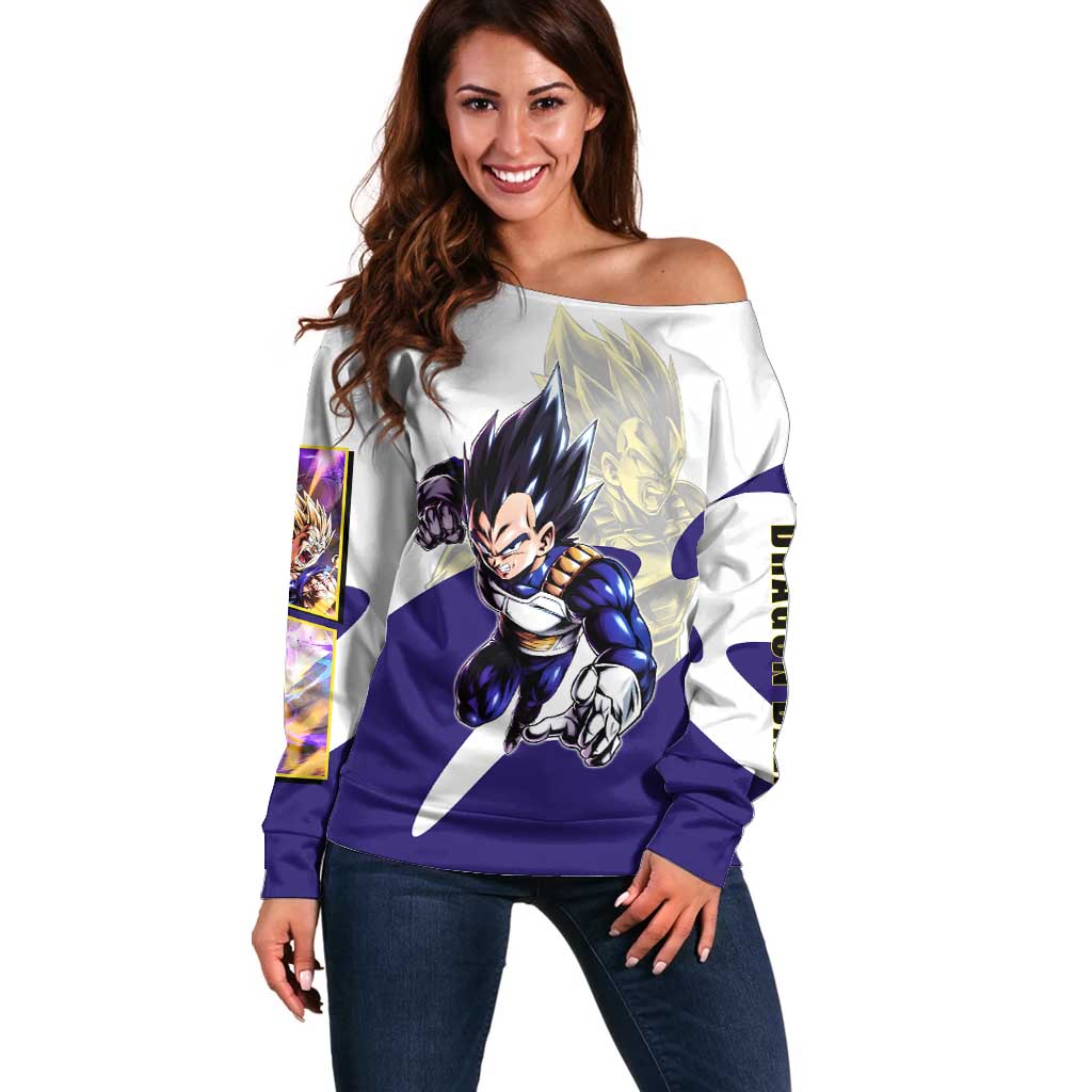 Vegeta Saiyan Warrior Off Shoulder Sweater Bold Anime Combat Style