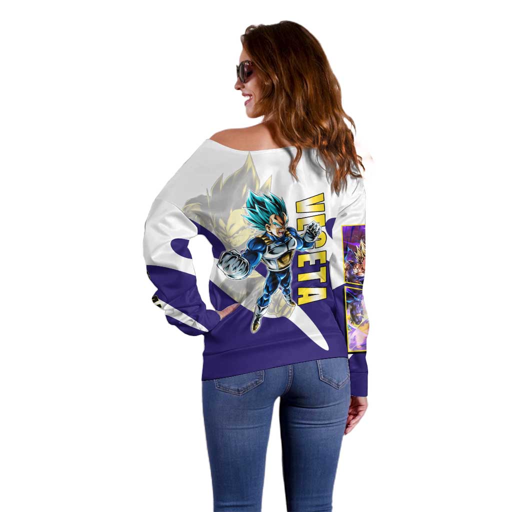 Vegeta Saiyan Warrior Off Shoulder Sweater Bold Anime Combat Style