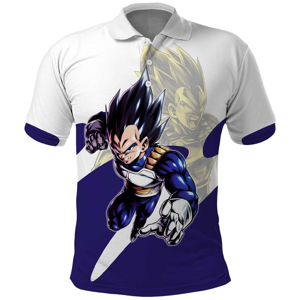 Vegeta Saiyan Warrior Polo Shirt Bold Anime Combat Style