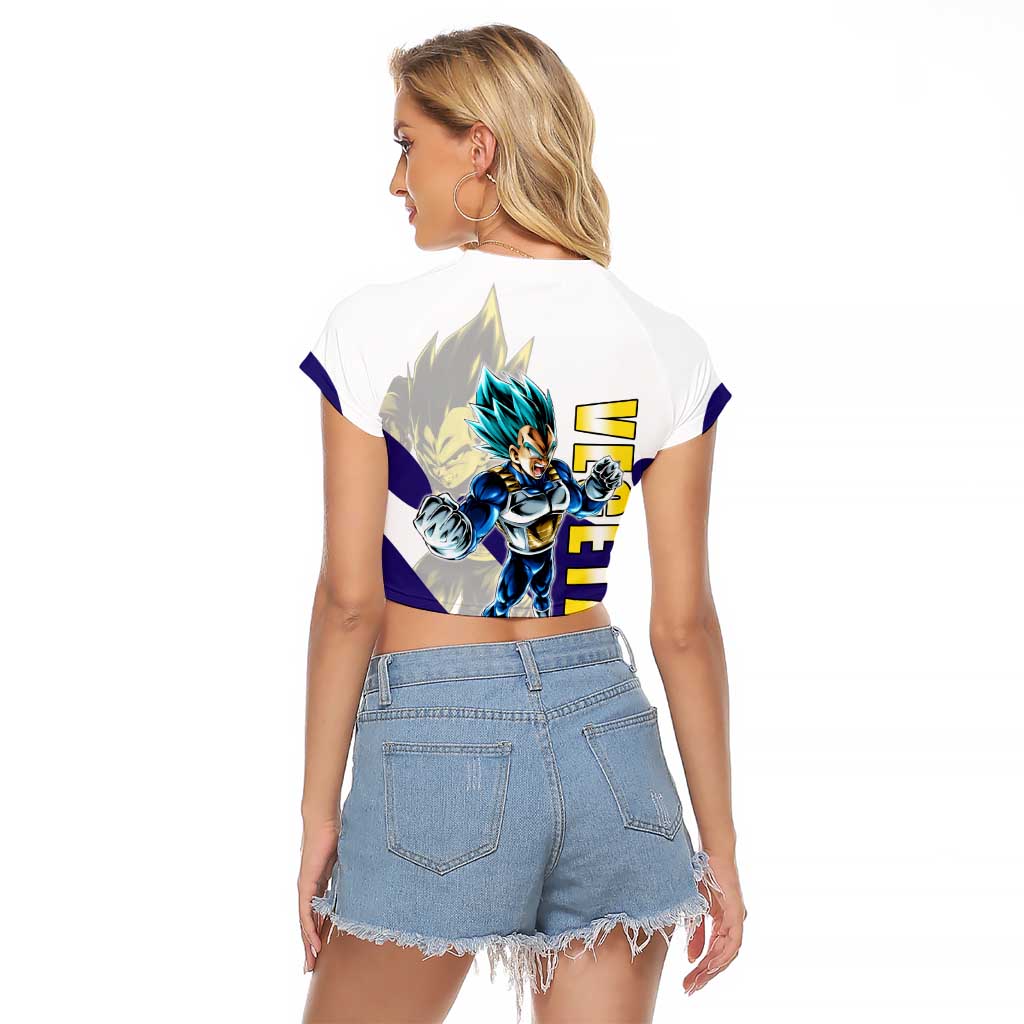 Vegeta Saiyan Warrior Raglan Cropped T Shirt Bold Anime Combat Style
