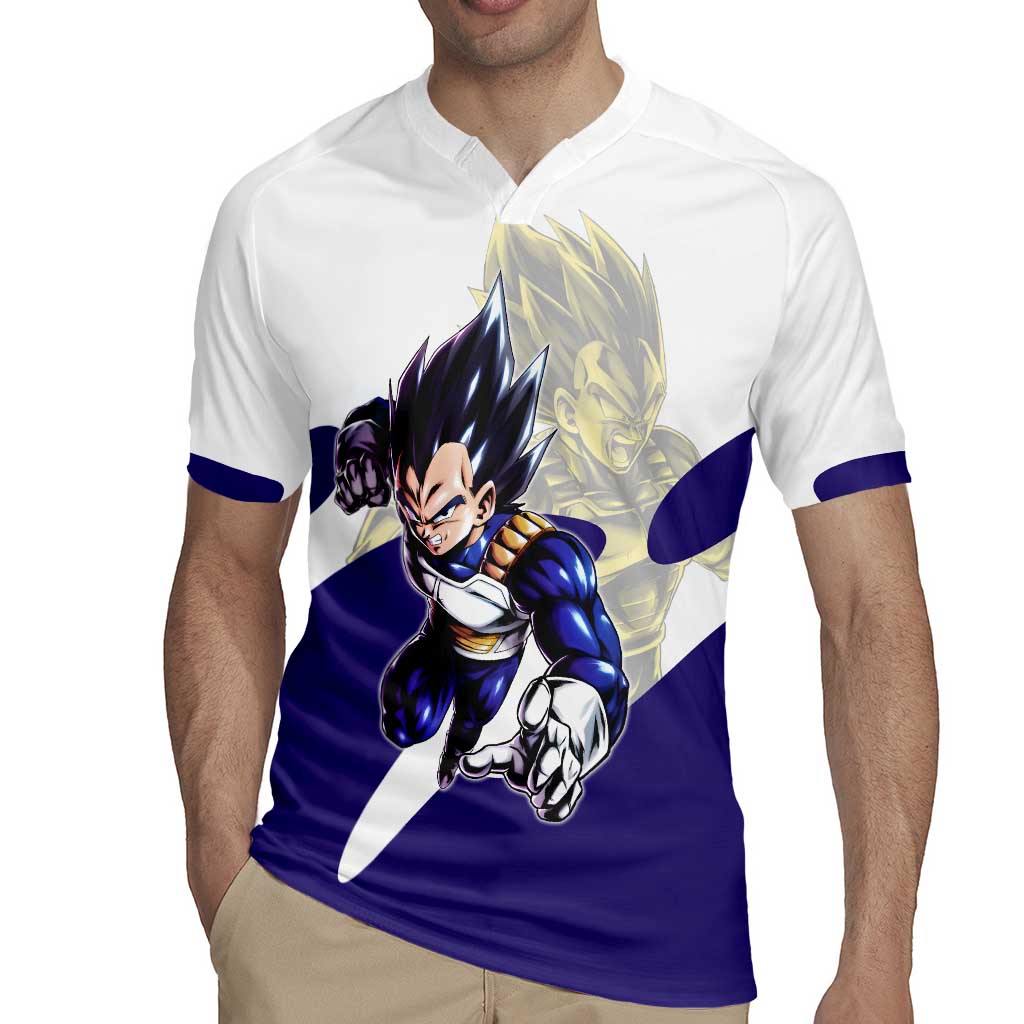 Vegeta Saiyan Warrior Rugby Jersey Bold Anime Combat Style