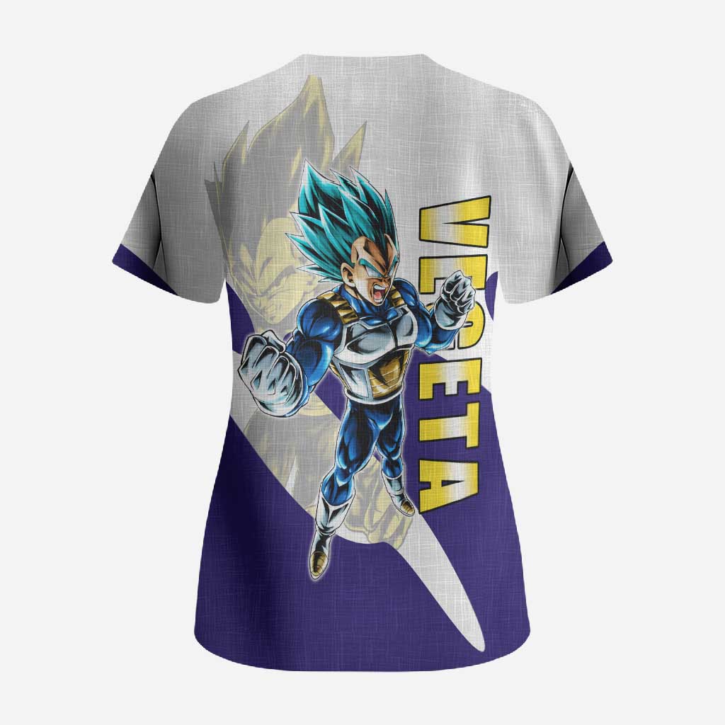Vegeta Saiyan Warrior Scrub Top Bold Anime Combat Style