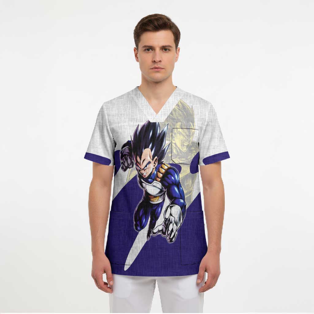 Vegeta Saiyan Warrior Scrub Top Bold Anime Combat Style
