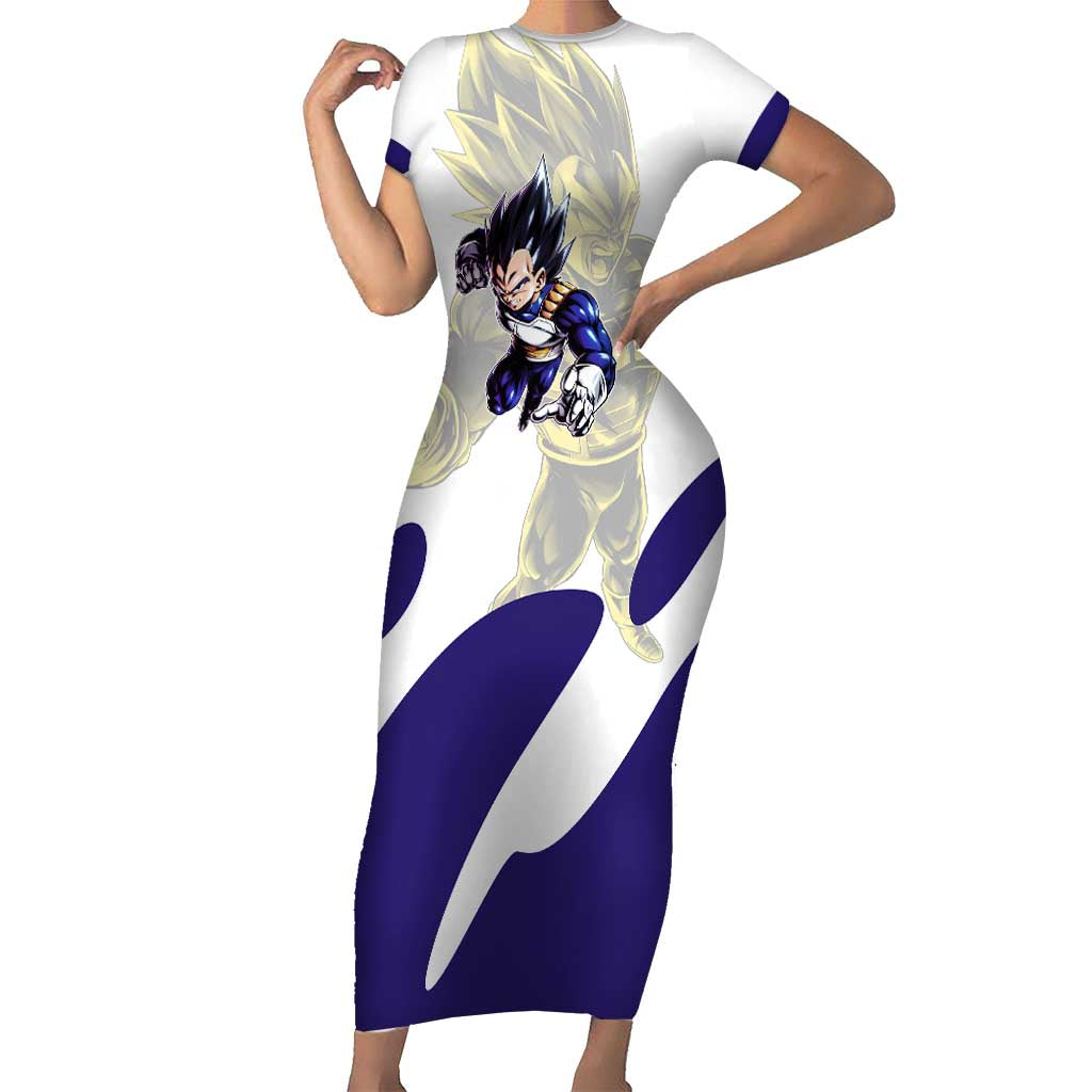 Vegeta Saiyan Warrior Short Sleeve Bodycon Dress Bold Anime Combat Style