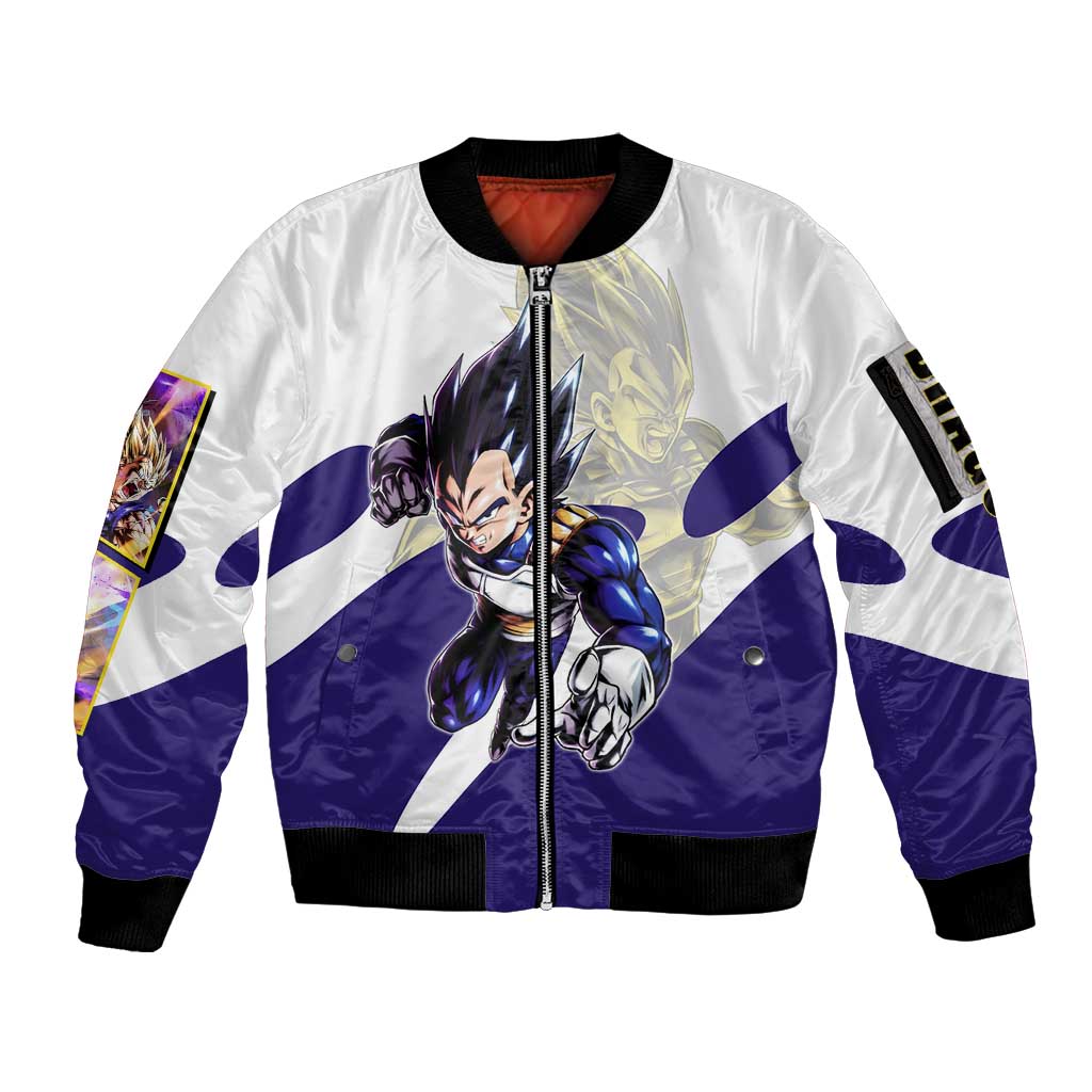 Vegeta Saiyan Warrior Sleeve Zip Bomber Jacket Bold Anime Combat Style