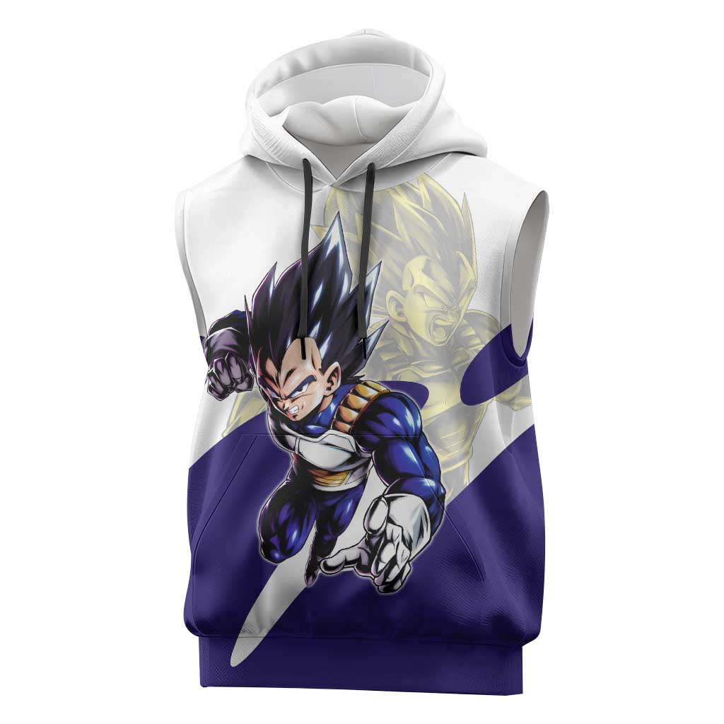 Vegeta Saiyan Warrior Sleeveless Hoodie Bold Anime Combat Style