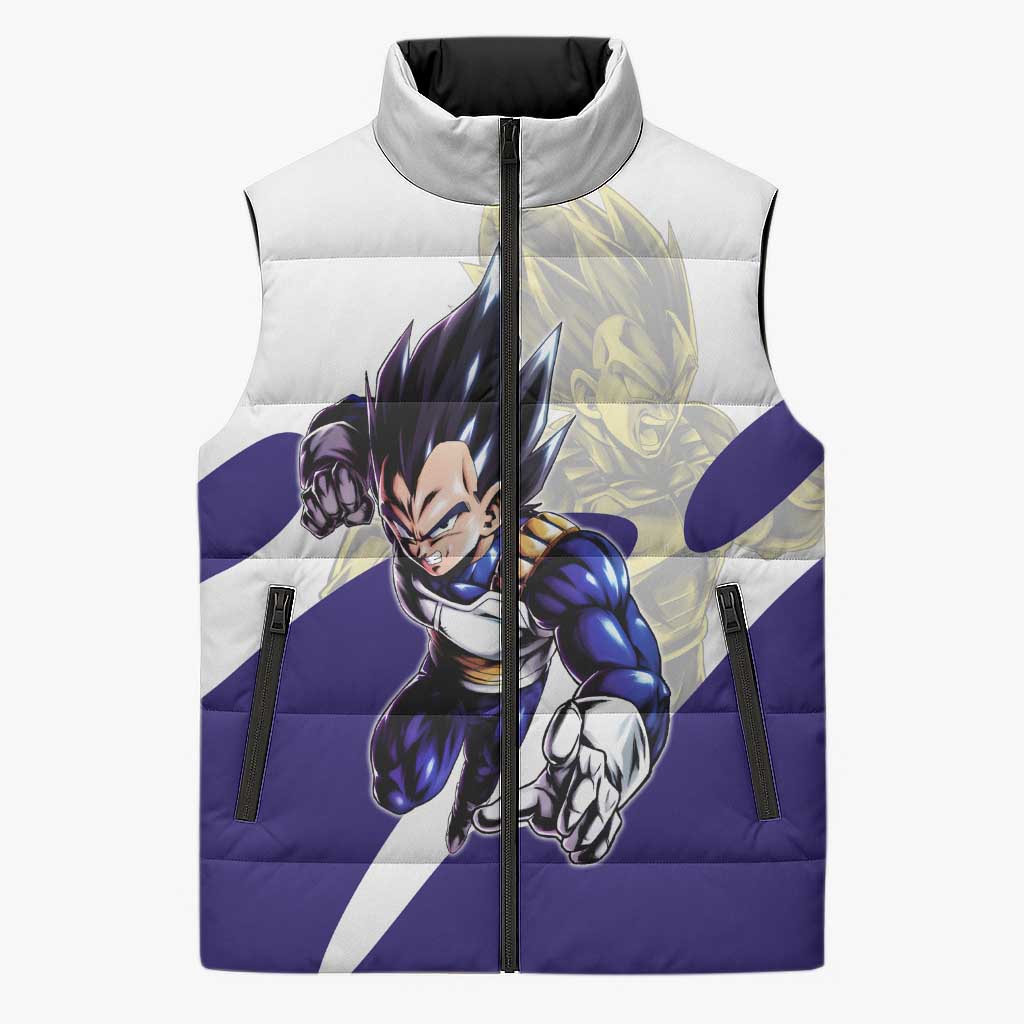 Vegeta Saiyan Warrior Sleeveless Puffer Jacket Bold Anime Combat Style