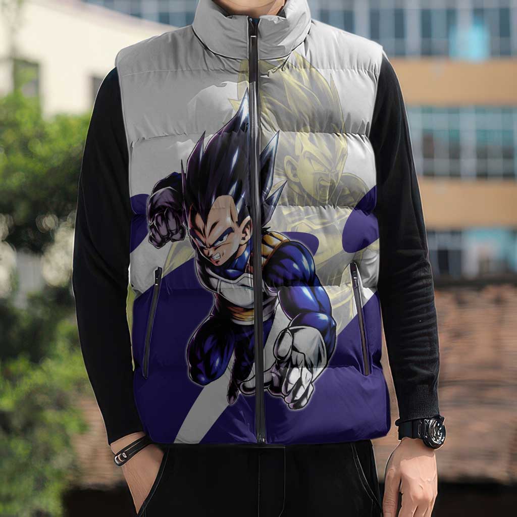 Vegeta Saiyan Warrior Sleeveless Puffer Jacket Bold Anime Combat Style