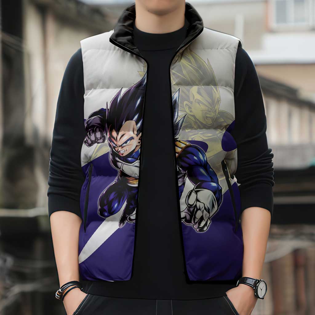 Vegeta Saiyan Warrior Sleeveless Puffer Jacket Bold Anime Combat Style