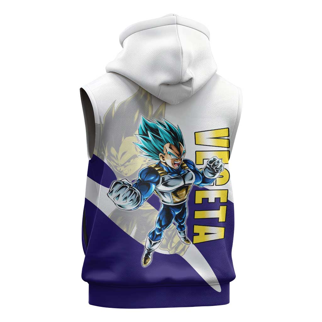 Vegeta Saiyan Warrior Sleeveless Zip Hoodie Bold Anime Combat Style
