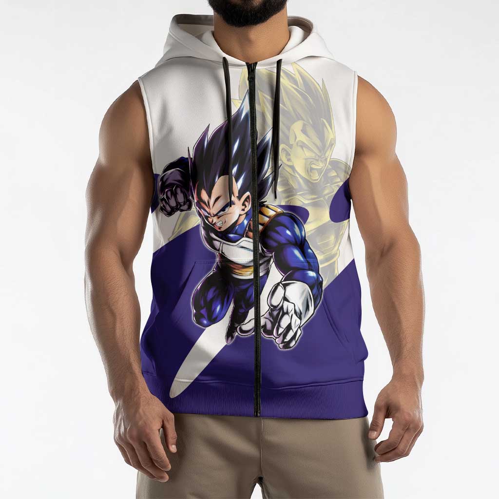Vegeta Saiyan Warrior Sleeveless Zip Hoodie Bold Anime Combat Style