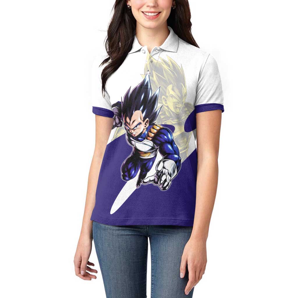 Vegeta Saiyan Warrior Women Polo Shirt Bold Anime Combat Style