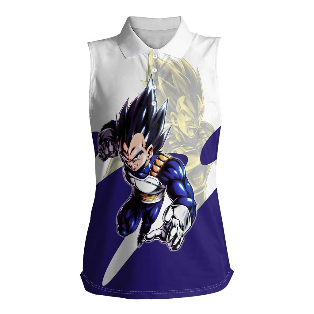 Vegeta Saiyan Warrior Women Sleeveless Polo Shirt Bold Anime Combat Style