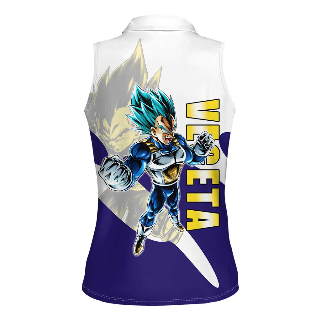 Vegeta Saiyan Warrior Women Sleeveless Polo Shirt Bold Anime Combat Style
