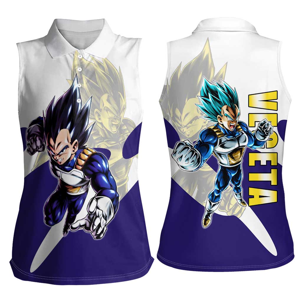 Vegeta Saiyan Warrior Women Sleeveless Polo Shirt Bold Anime Combat Style