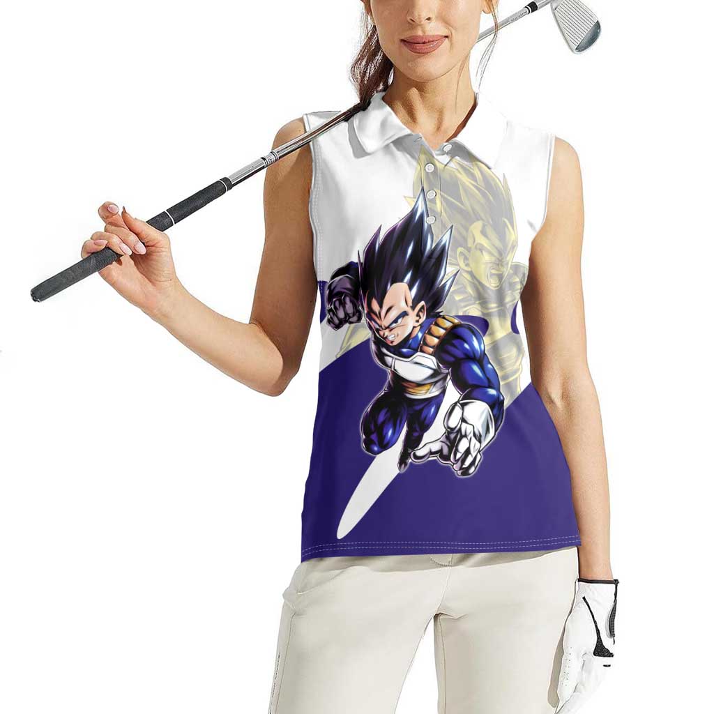 Vegeta Saiyan Warrior Women Sleeveless Polo Shirt Bold Anime Combat Style
