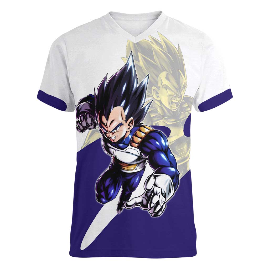 Vegeta Saiyan Warrior Women V-Neck T-Shirt Bold Anime Combat Style