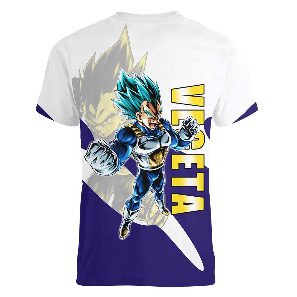 Vegeta Saiyan Warrior Women V-Neck T-Shirt Bold Anime Combat Style