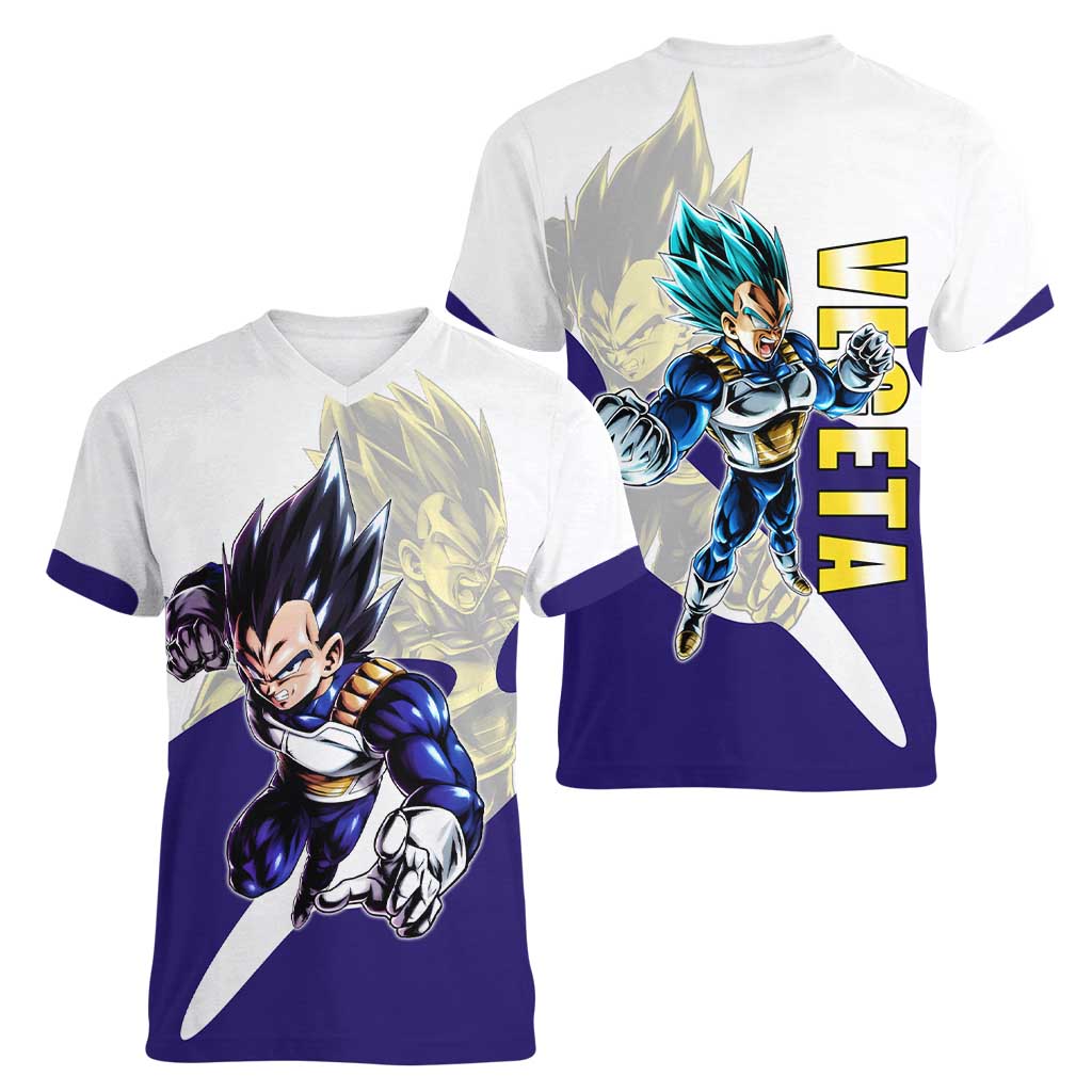 Vegeta Saiyan Warrior Women V-Neck T-Shirt Bold Anime Combat Style