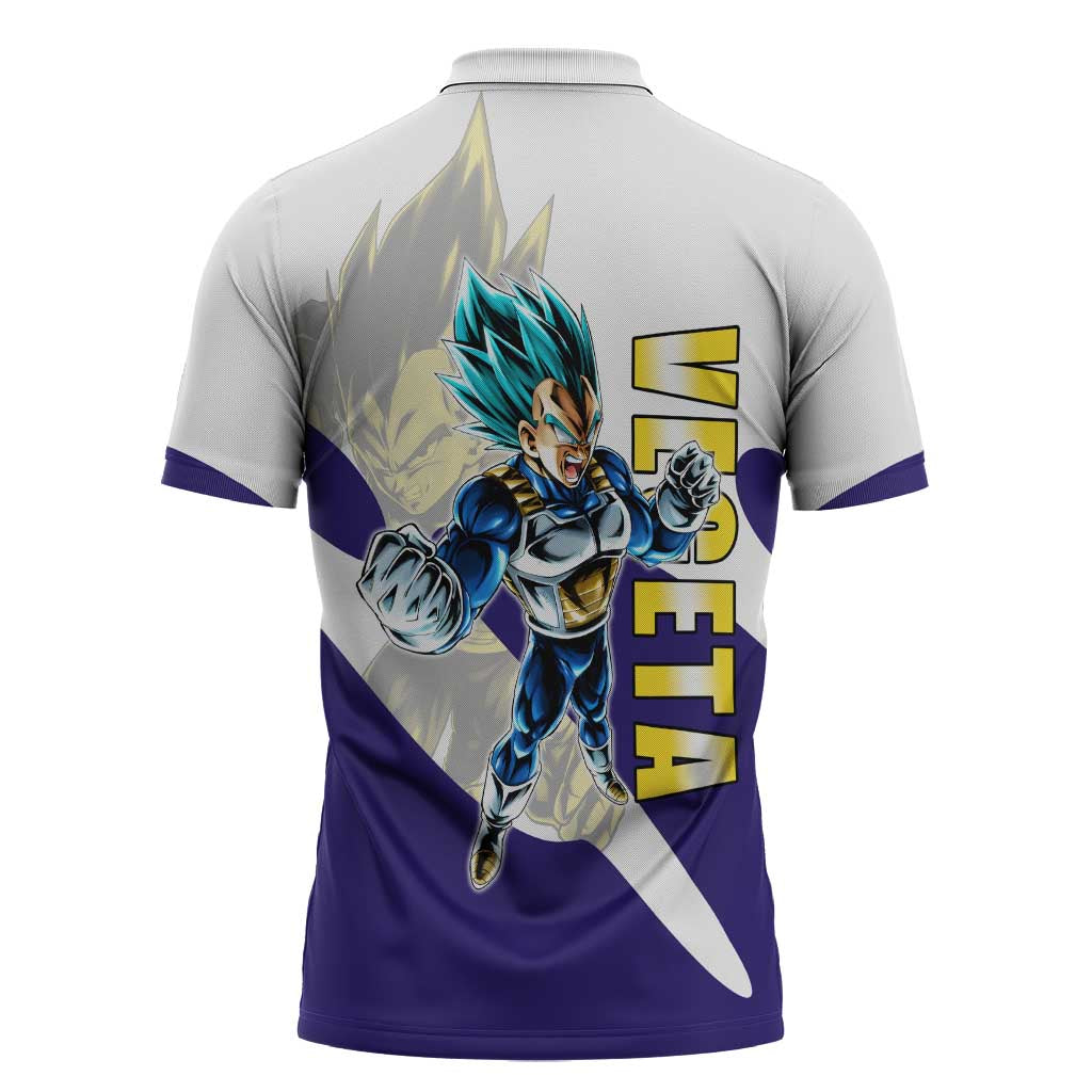 Vegeta Saiyan Warrior Zipper Polo Shirt Bold Anime Combat Style