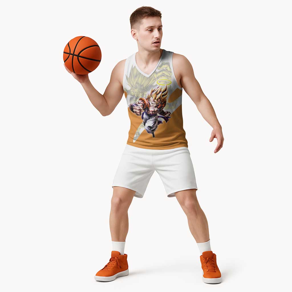 Gogeta Fusion Warrior Basketball Jersey Energetic Anime Combat Style
