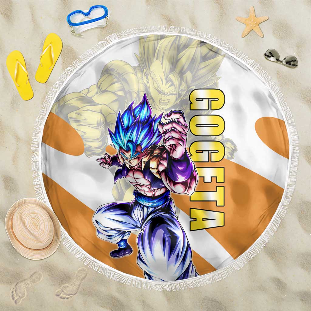Gogeta Fusion Warrior Beach Blanket Energetic Anime Combat Style
