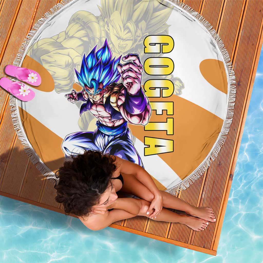 Gogeta Fusion Warrior Beach Blanket Energetic Anime Combat Style