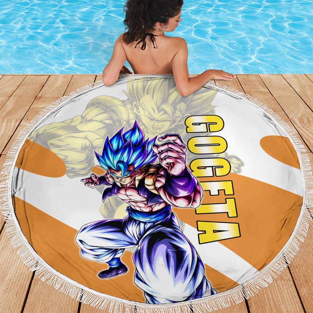 Gogeta Fusion Warrior Beach Blanket Energetic Anime Combat Style