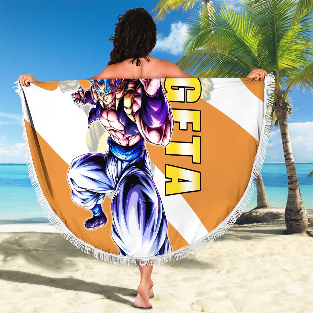 Gogeta Fusion Warrior Beach Blanket Energetic Anime Combat Style