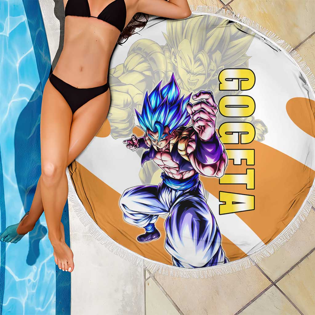 Gogeta Fusion Warrior Beach Blanket Energetic Anime Combat Style