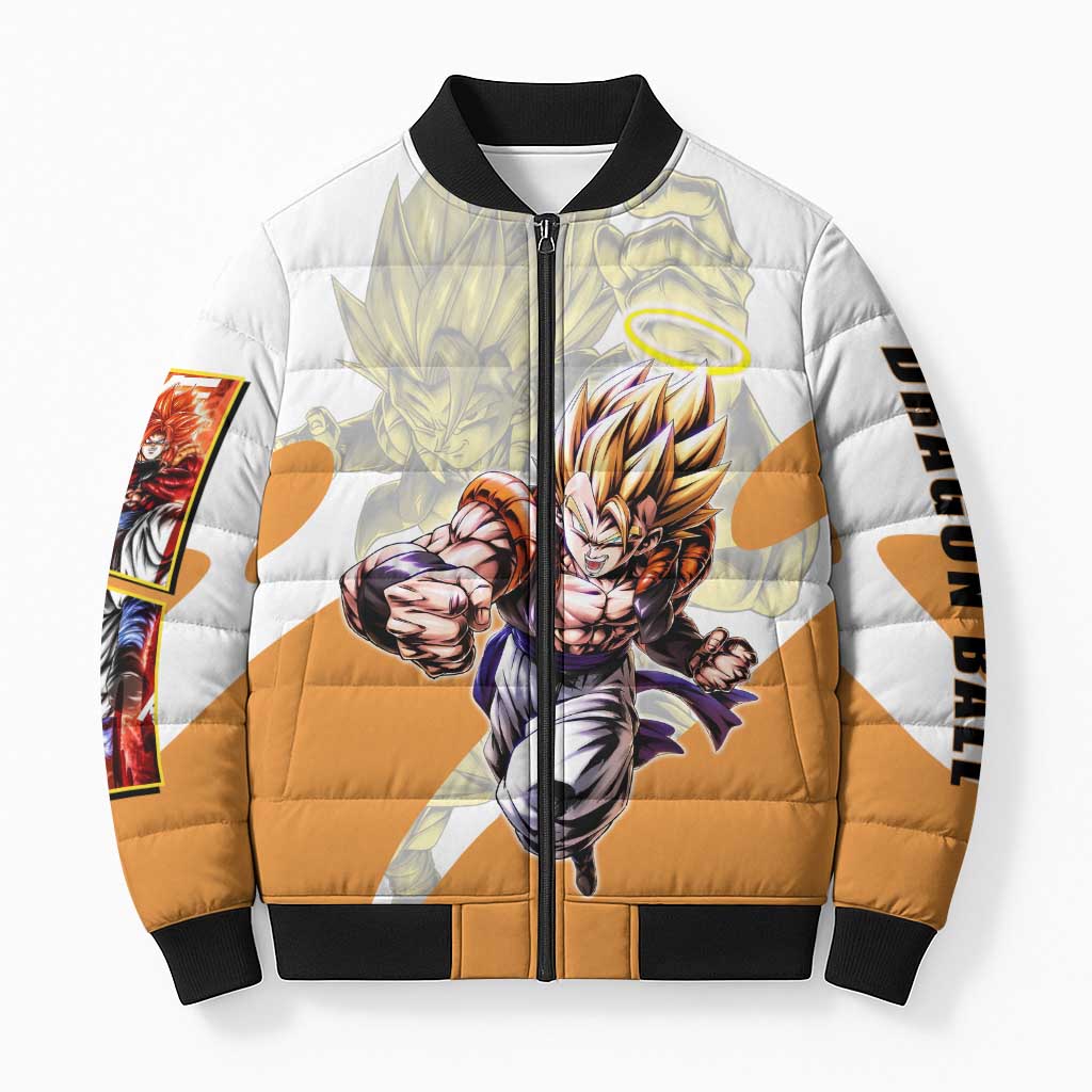 Gogeta Fusion Warrior Bomber Puffer Jacket Energetic Anime Combat Style