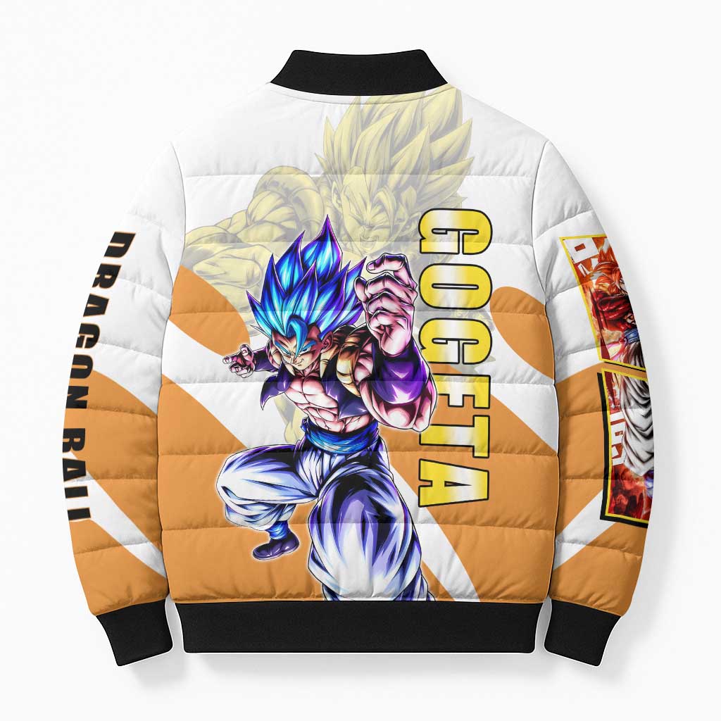 Gogeta Fusion Warrior Bomber Puffer Jacket Energetic Anime Combat Style