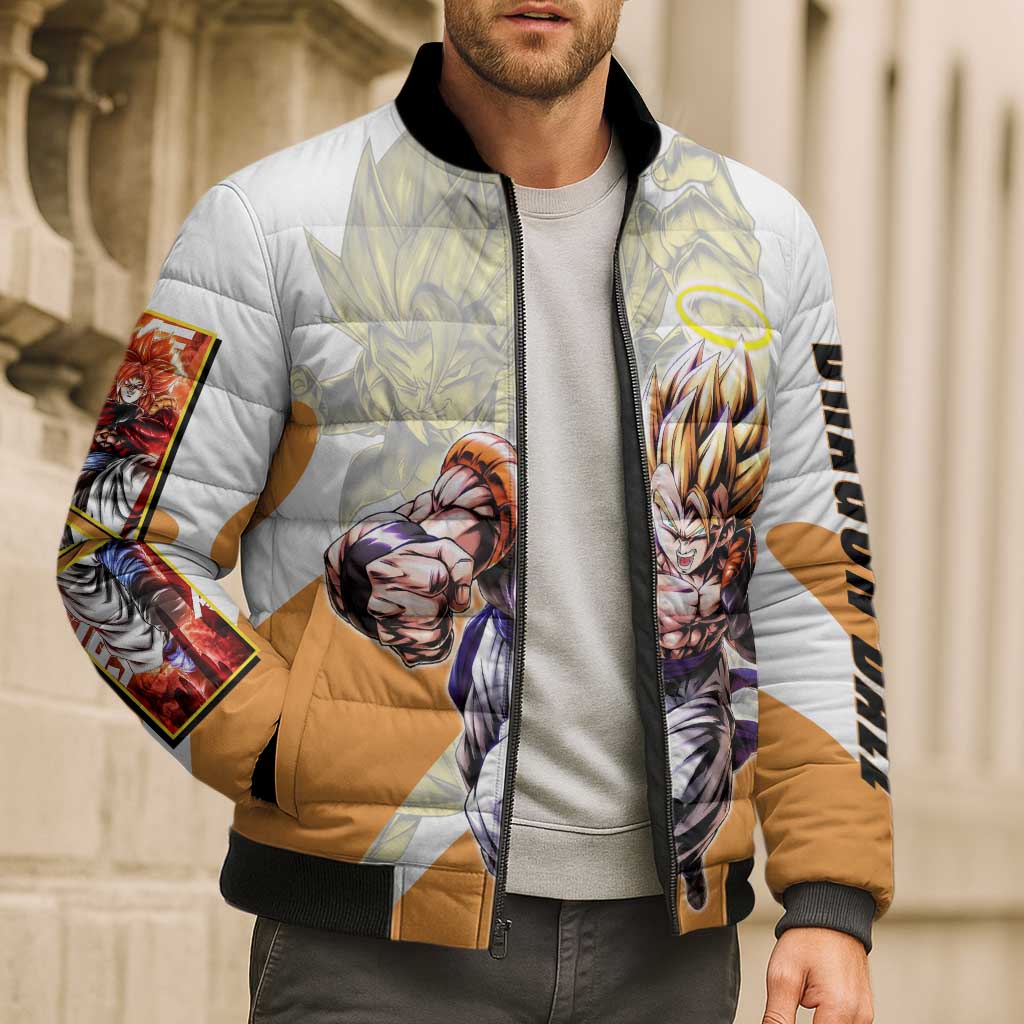 Gogeta Fusion Warrior Bomber Puffer Jacket Energetic Anime Combat Style