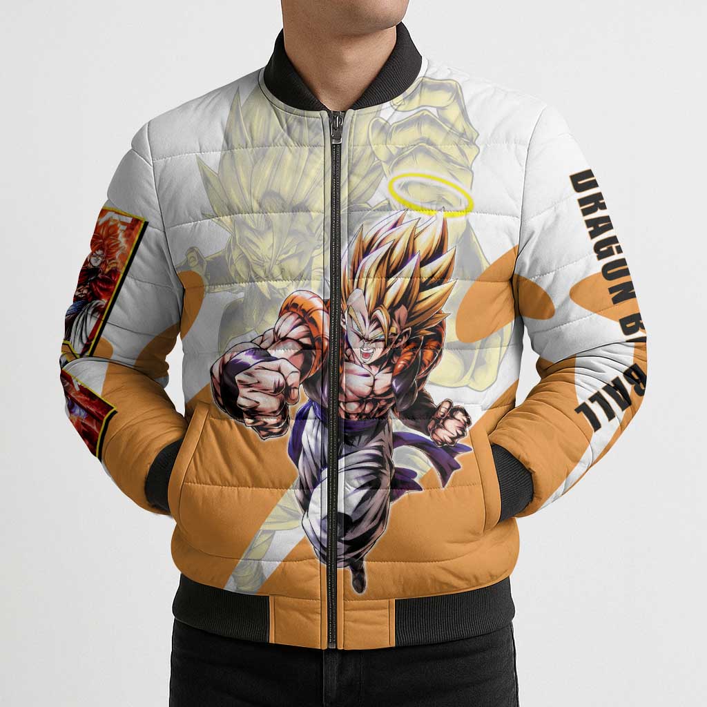 Gogeta Fusion Warrior Bomber Puffer Jacket Energetic Anime Combat Style
