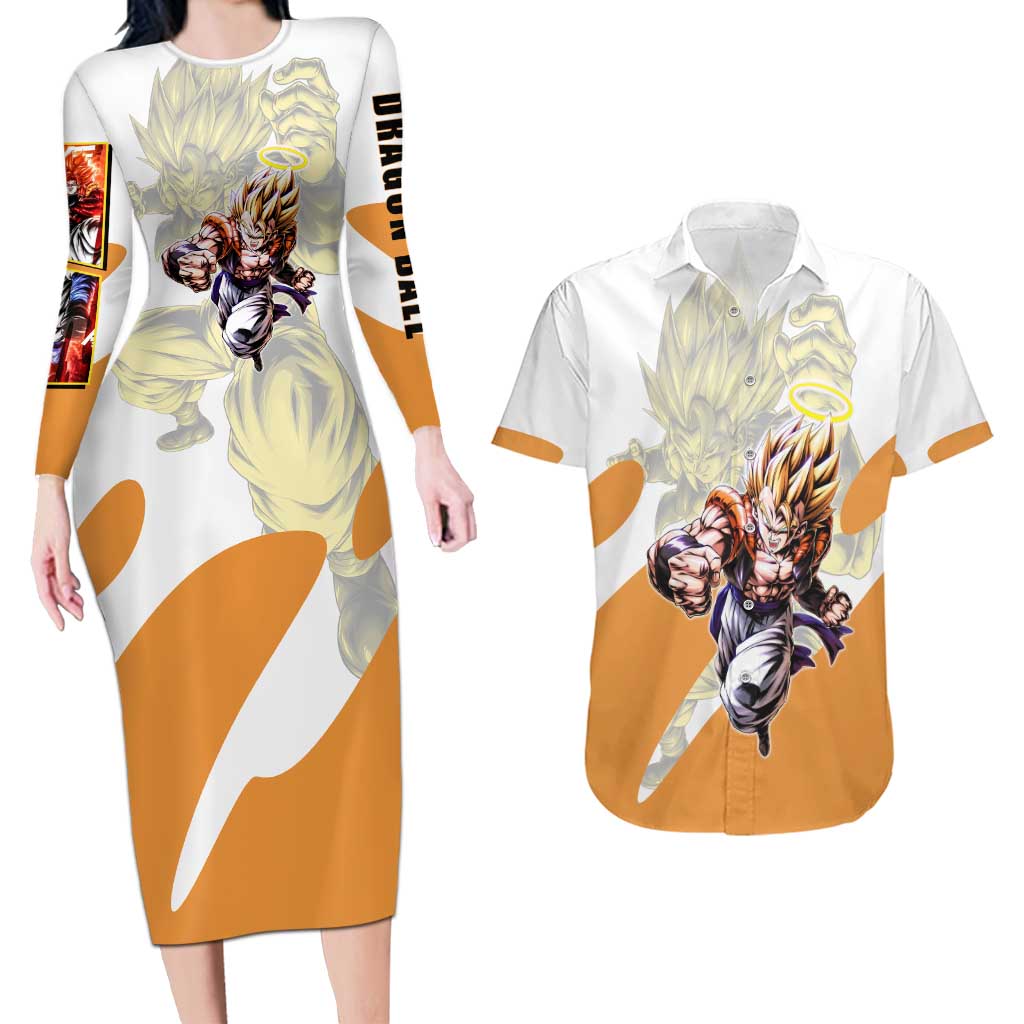 Gogeta Fusion Warrior Couples Matching Long Sleeve Bodycon Dress and Hawaiian Shirt Energetic Anime Combat Style