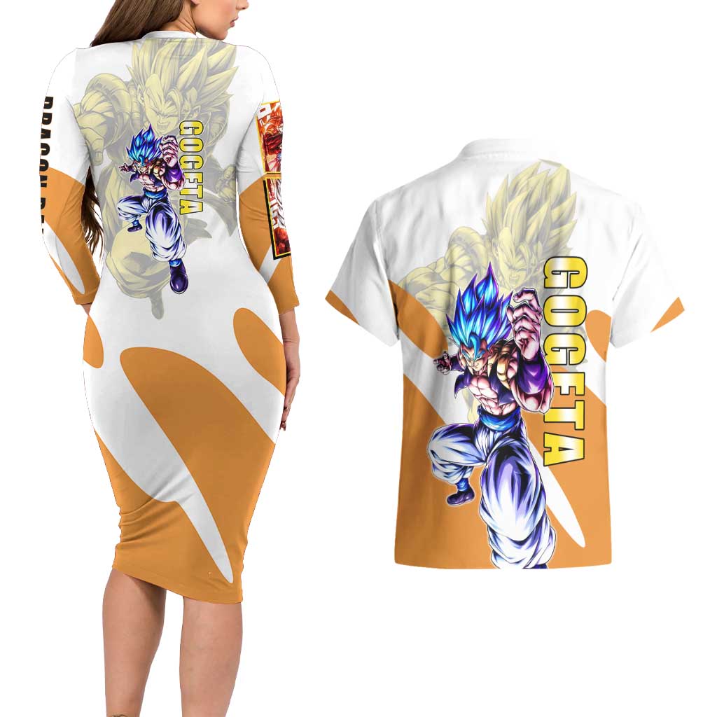 Gogeta Fusion Warrior Couples Matching Long Sleeve Bodycon Dress and Hawaiian Shirt Energetic Anime Combat Style