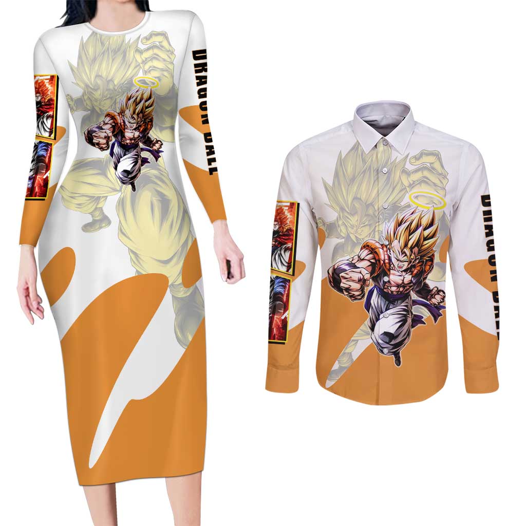 Gogeta Fusion Warrior Couples Matching Long Sleeve Bodycon Dress and Long Sleeve Button Shirt Energetic Anime Combat Style